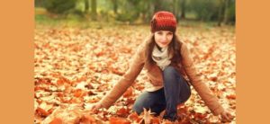 Homeopathy girl in autumn park